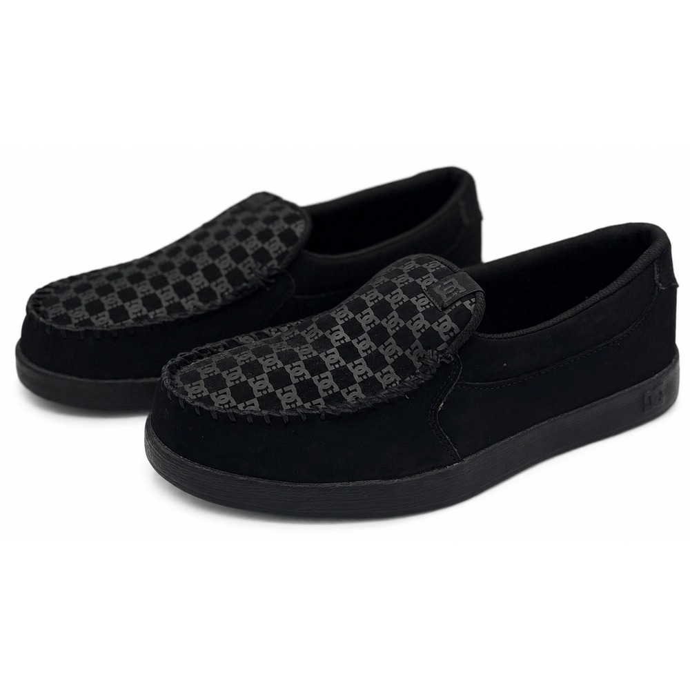 DC Shoes Villain 2 Mens 12 Black Monogram Leather Slip-On Skate Shoes ADYS100567